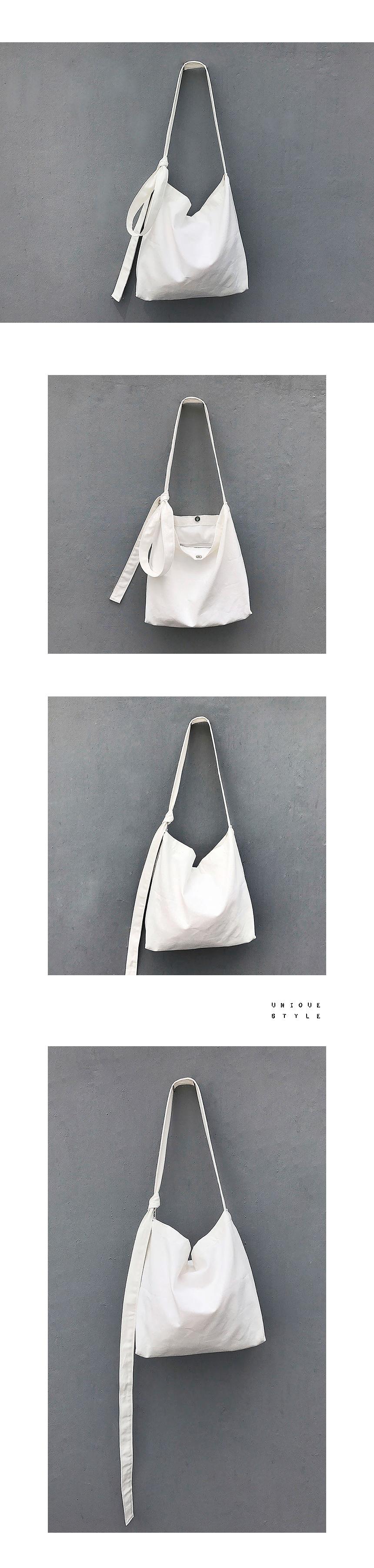 NEW ECO BAG Canvas Ribbon Eco-back White Cross Col