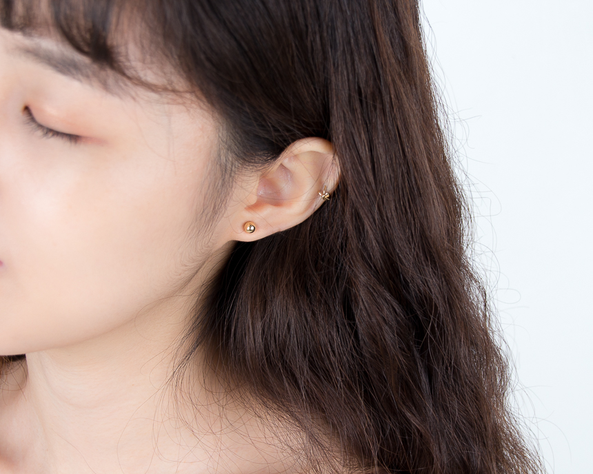 Simple earrings 14K per day 14K 14K daily 14K gold