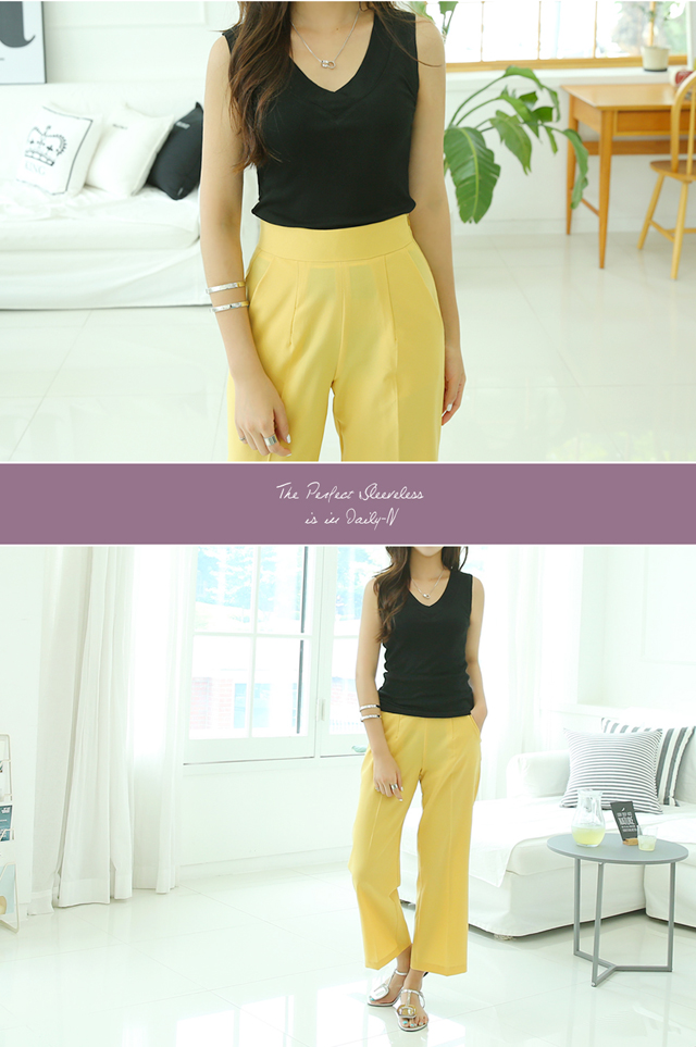 Nominal Style V-Neck Sleeveless T-shirt Women's