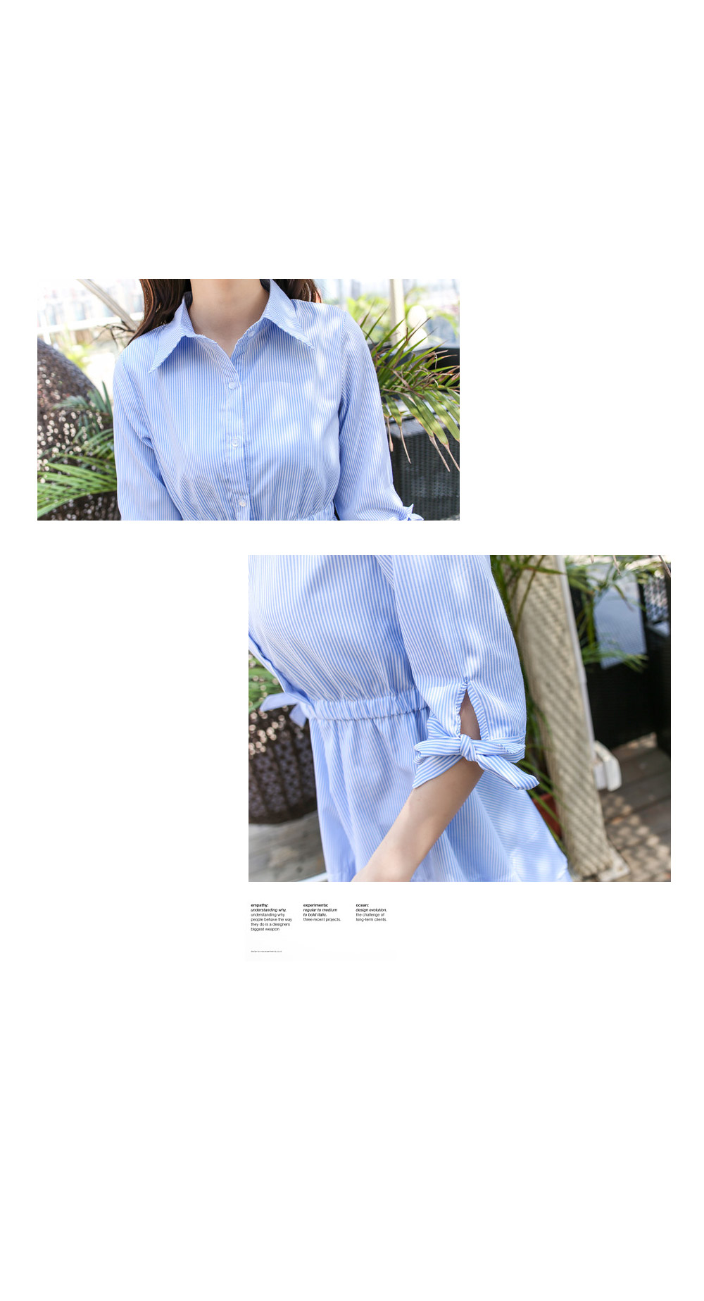New Omai Freshly Ribbon Mini Stripe Shirt Dress Gi