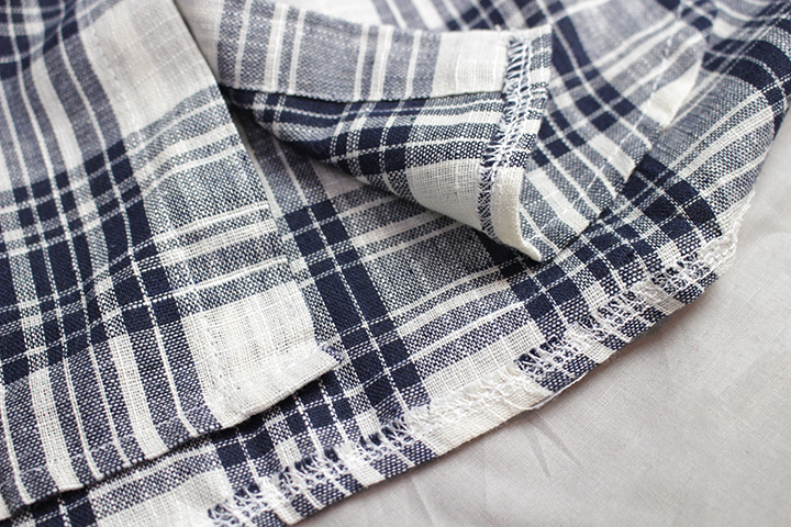 Women Blouses Ivory Linen Check Southern Ladies Sh