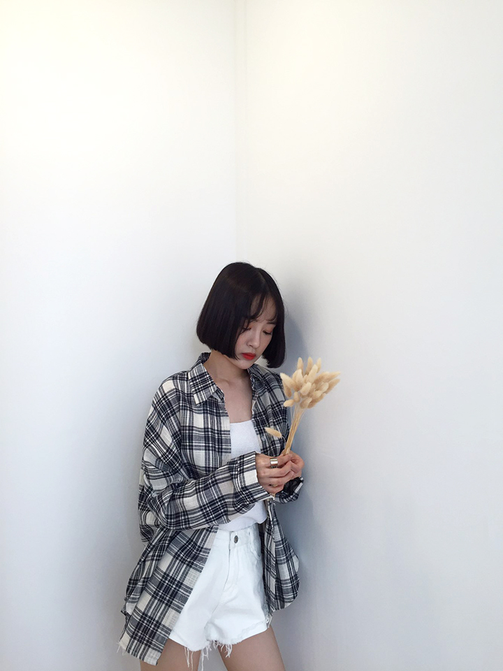 Women Blouses Ivory Linen Check Southern Ladies Sh