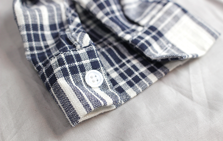 Women Blouses Ivory Linen Check Southern Ladies Sh