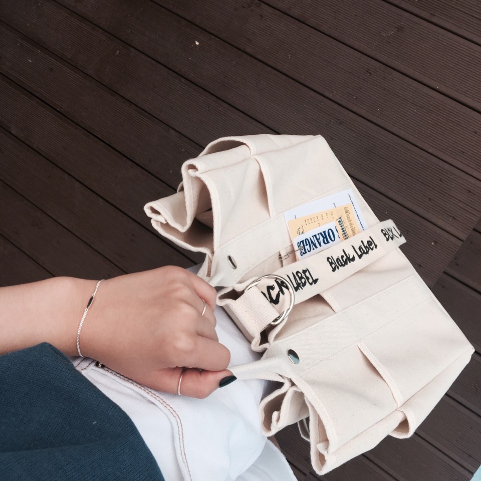 Black Label Canvas Eco Bag Ladies Vacance Look Nat