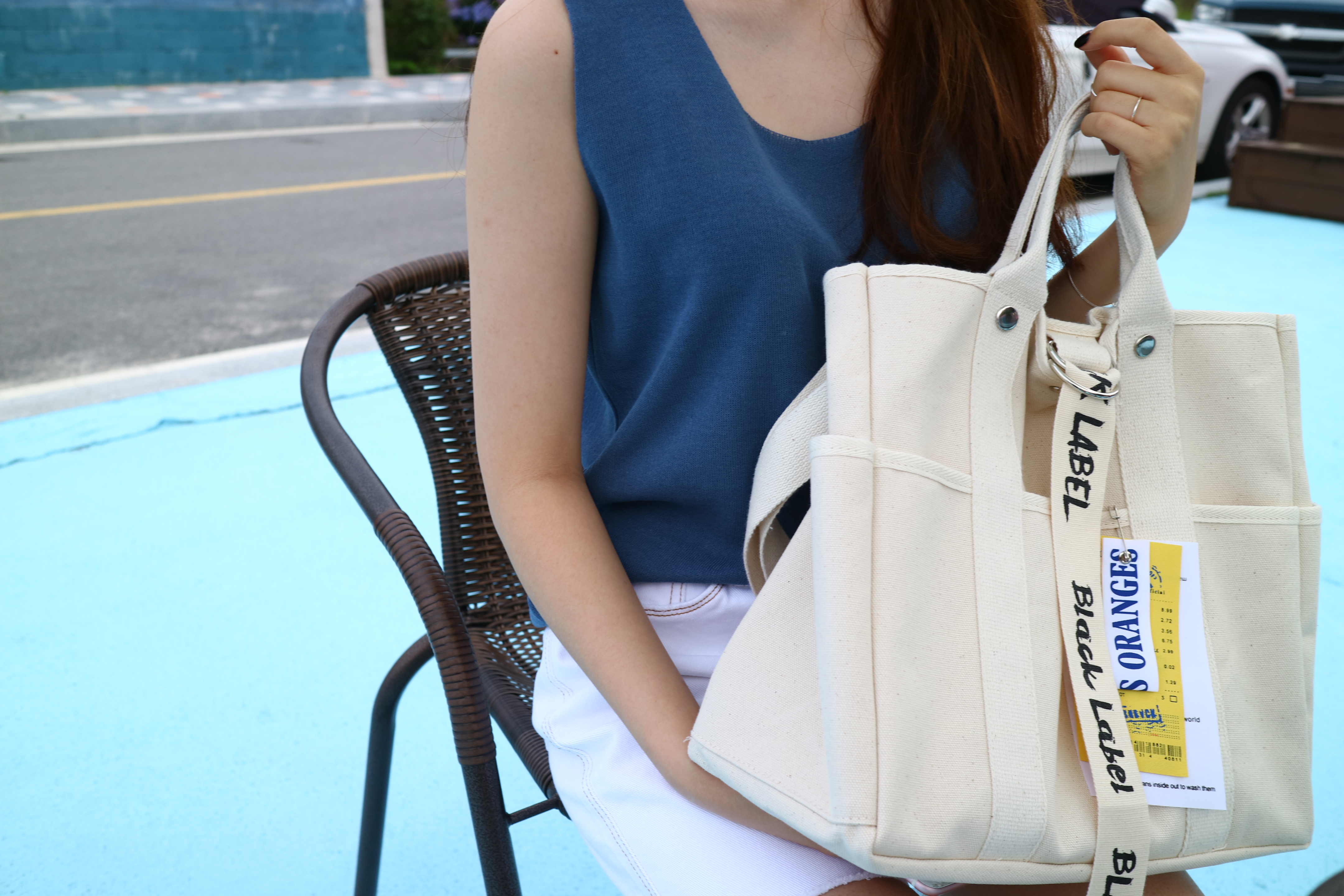 Black Label Canvas Eco Bag Ladies Vacance Look Nat