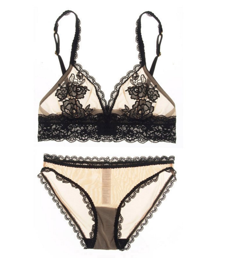 Beige Flower Single Set Bra Set Wedding Underwear 