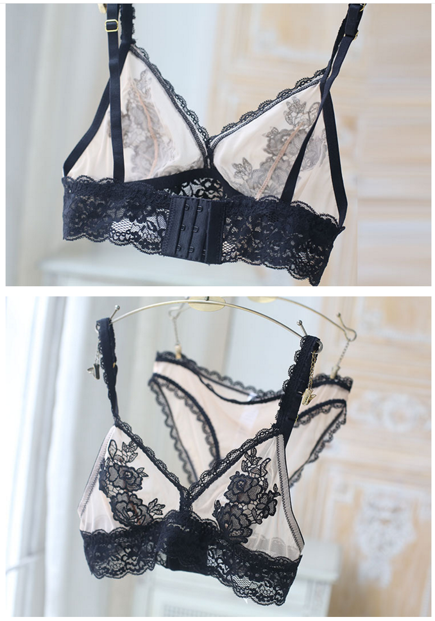 Beige Flower Single Set Bra Set Wedding Underwear 