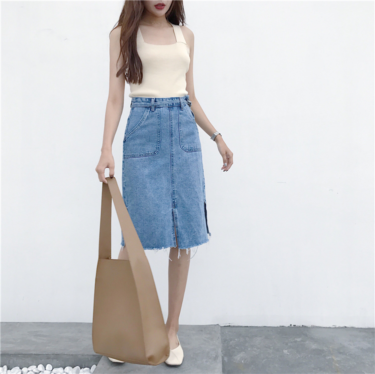 Denim Skirt High-waisted vintage denim blue jeans 