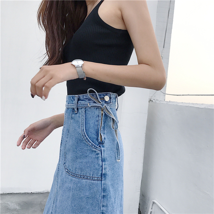 Denim Skirt High-waisted vintage denim blue jeans 