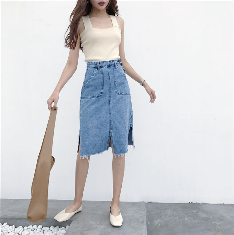 Denim Skirt High-waisted vintage denim blue jeans 