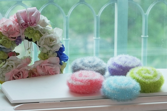 Scrubber Dish Washing Baby Heart Breadcrumbs Set 5