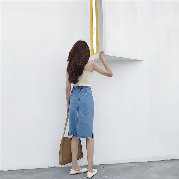 Denim Skirt High-waisted vintage denim blue jeans 