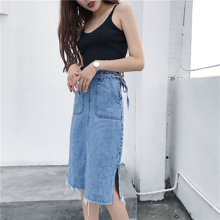 Denim Skirt High-waisted vintage denim blue jeans 