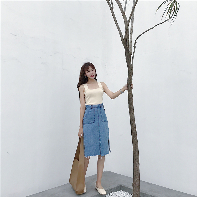 Denim Skirt High-waisted vintage denim blue jeans 