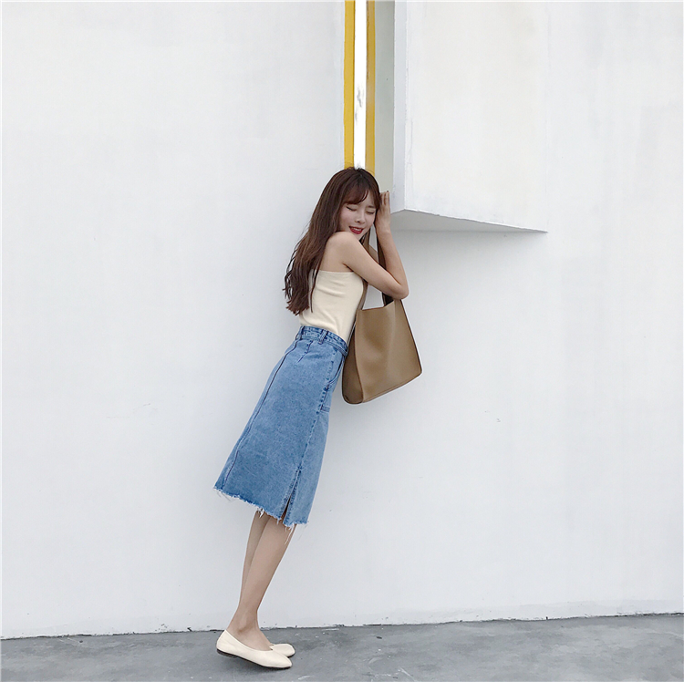 Denim Skirt High-waisted vintage denim blue jeans 