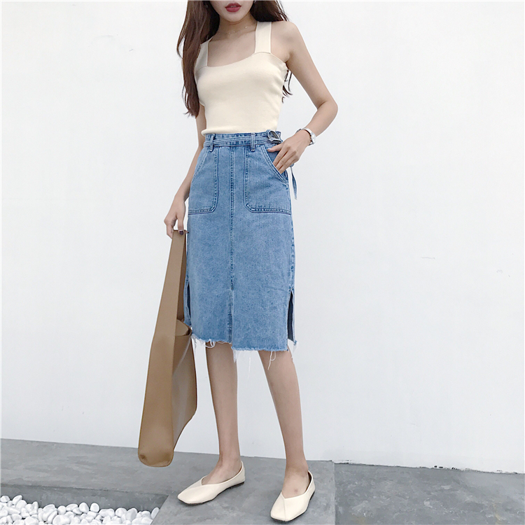 Denim Skirt High-waisted vintage denim blue jeans 