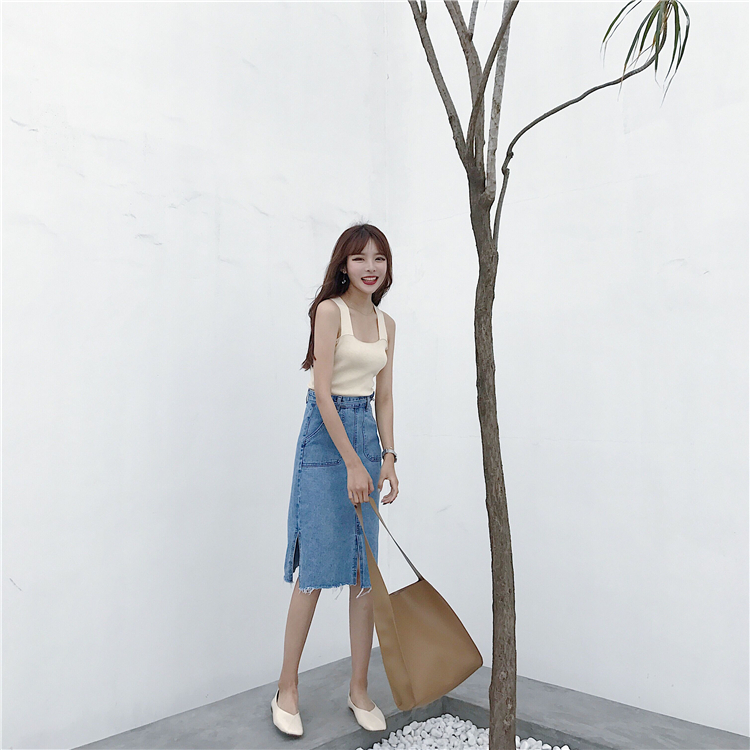 Denim Skirt High-waisted vintage denim blue jeans 