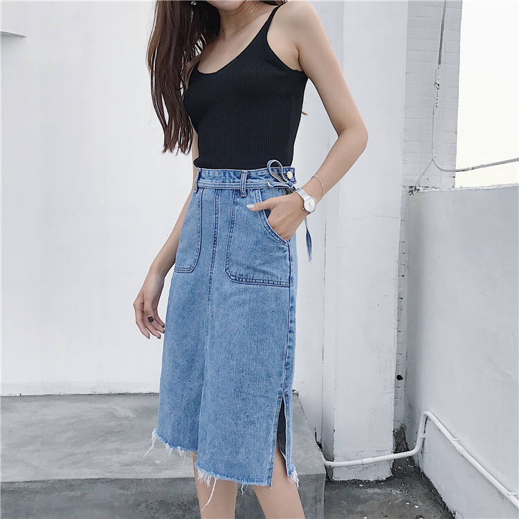Denim Skirt High-waisted vintage denim blue jeans 