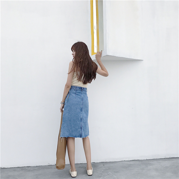 Denim Skirt High-waisted vintage denim blue jeans 