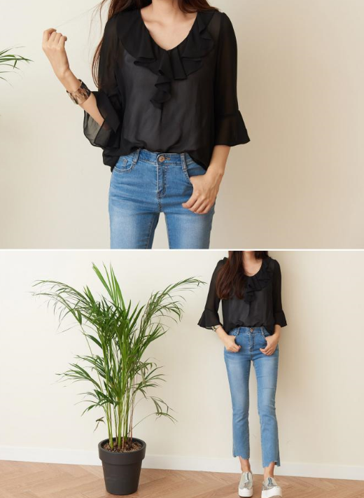 NEW FASHION LADY GIRL Blouse White summer frill bl