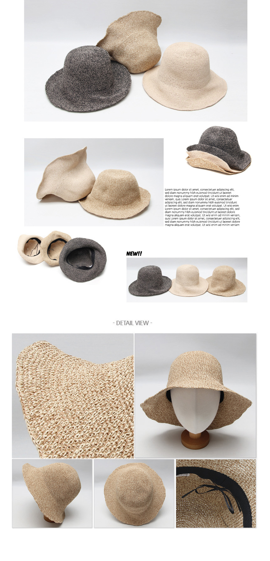 New Women's Hat Bokashi Fist Hat Hook Bucket Ha