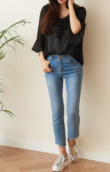 NEW FASHION LADY GIRL Blouse White summer frill bl