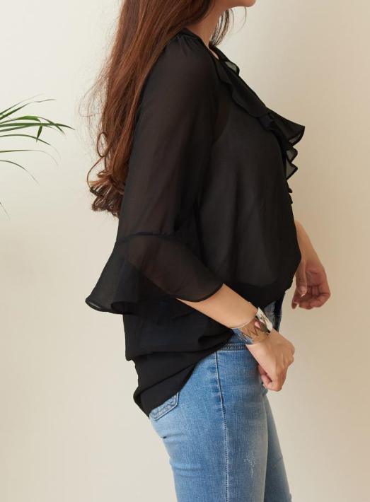 NEW FASHION LADY GIRL Blouse White summer frill bl