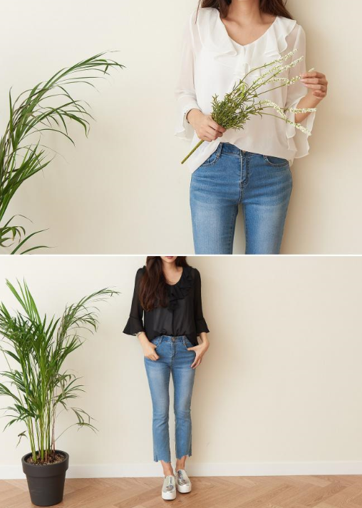 NEW FASHION LADY GIRL Blouse White summer frill bl