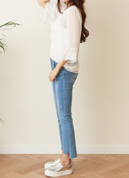 NEW FASHION LADY GIRL Blouse White summer frill bl