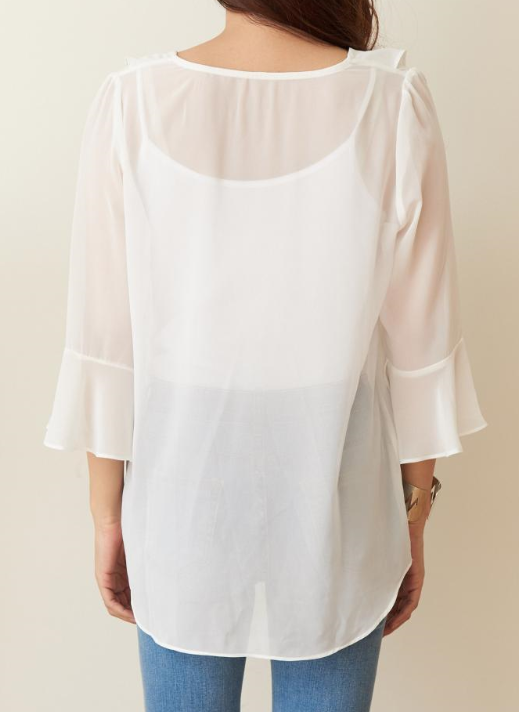 NEW FASHION LADY GIRL Blouse White summer frill bl