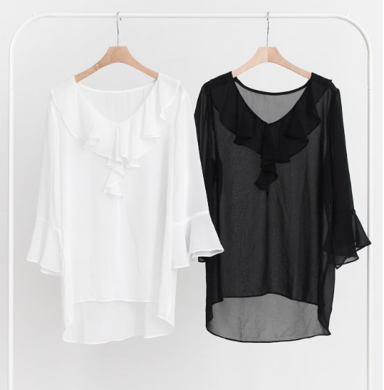 NEW FASHION LADY GIRL Blouse White summer frill bl