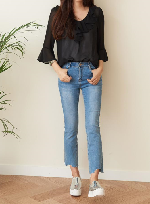 NEW FASHION LADY GIRL Blouse White summer frill bl