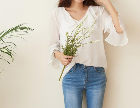 NEW FASHION LADY GIRL Blouse White summer frill bl