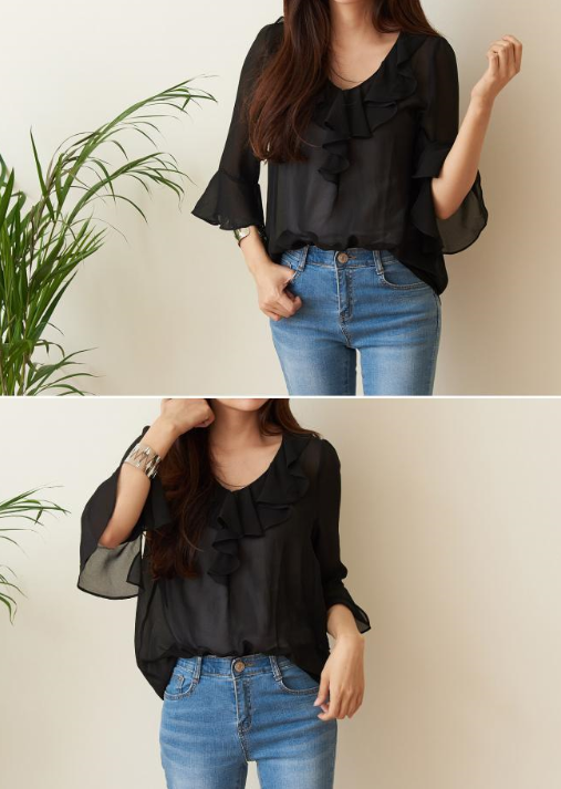 NEW FASHION LADY GIRL Blouse White summer frill bl