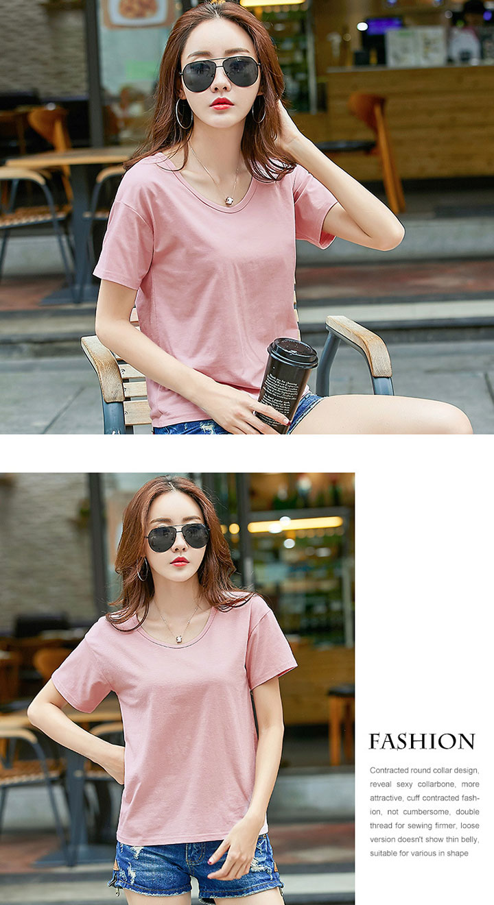 Linen Round Neck Short Sleeve T-shirt White Black 