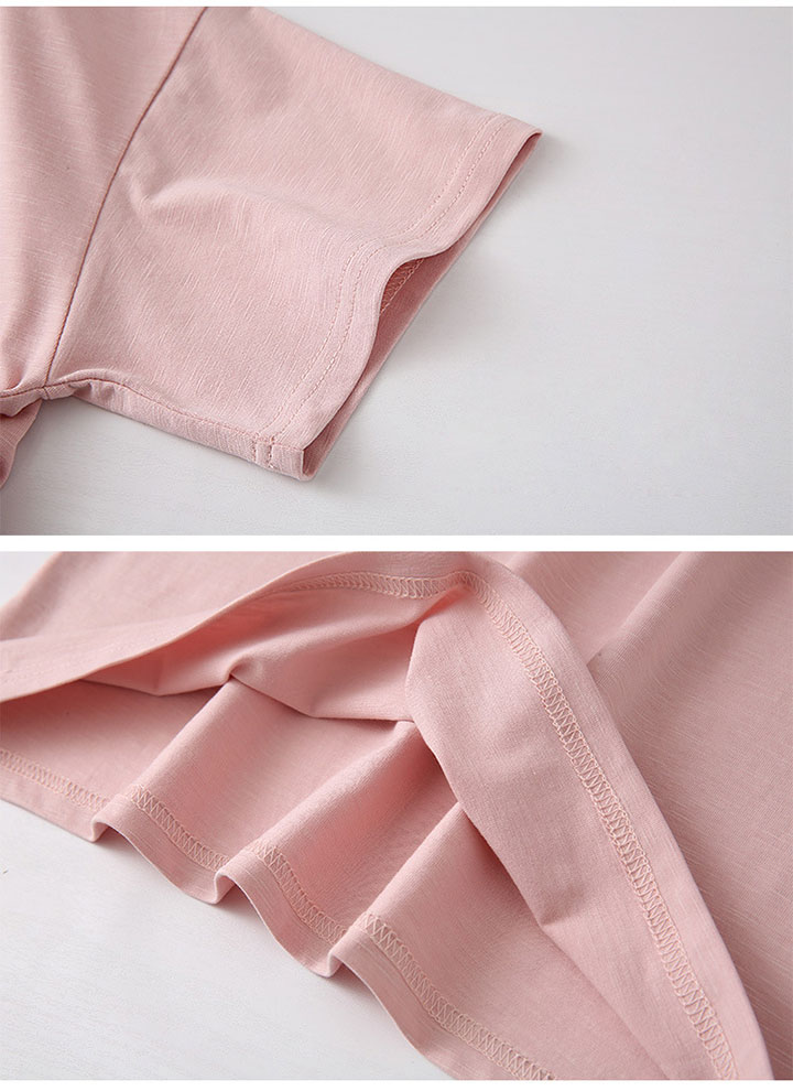 Linen Round Neck Short Sleeve T-shirt White Black 