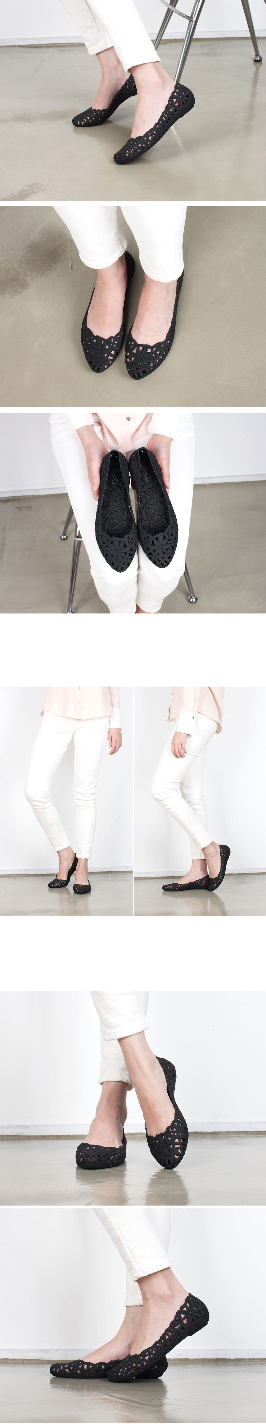 NEW WOMEN JELLY SHOES Punching flat jelly shoes Su