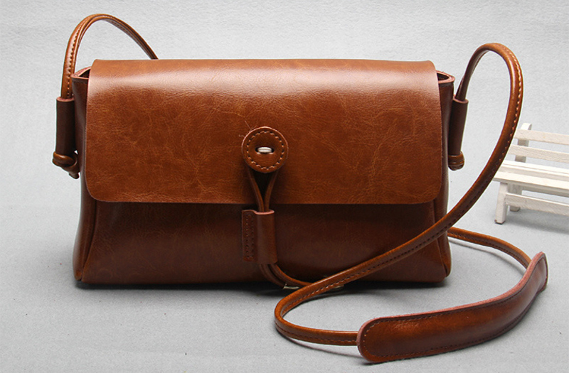 New Natural Cowhide Antique Mini Cross Back Women&
