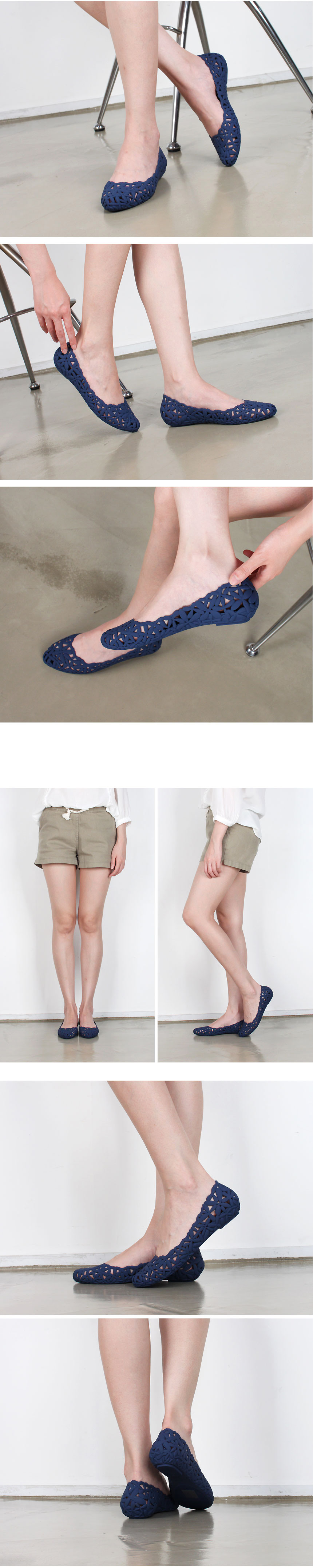 NEW WOMEN JELLY SHOES Punching flat jelly shoes Su