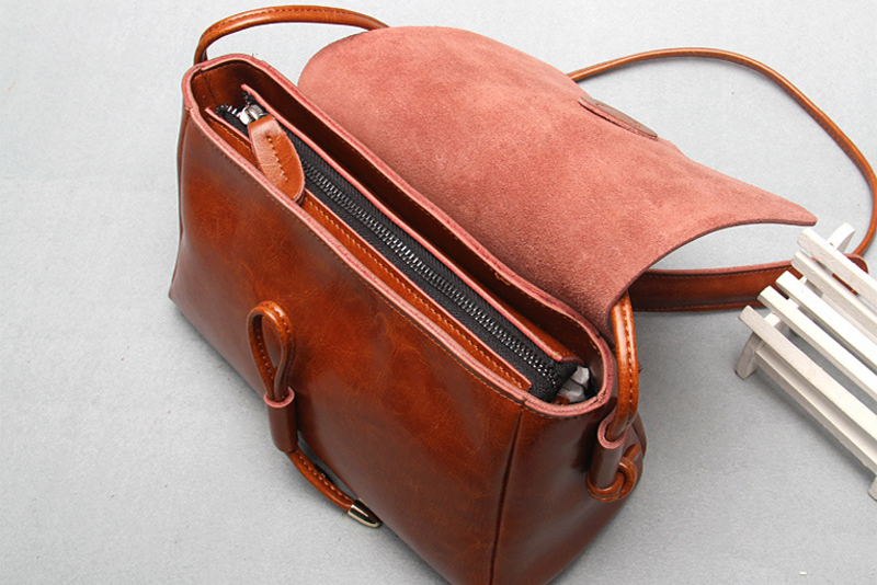 New Natural Cowhide Antique Mini Cross Back Women&