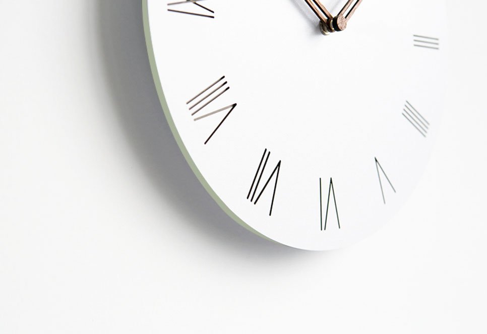 White wall interior design silent wall clock with 