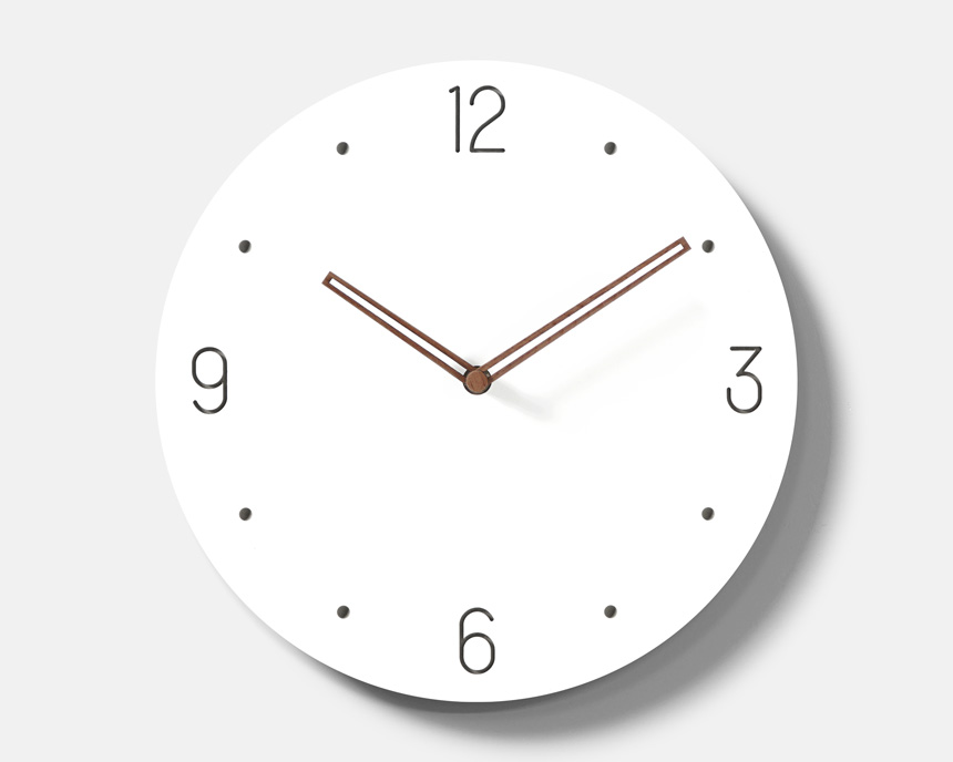 White wall interior design silent wall clock with 