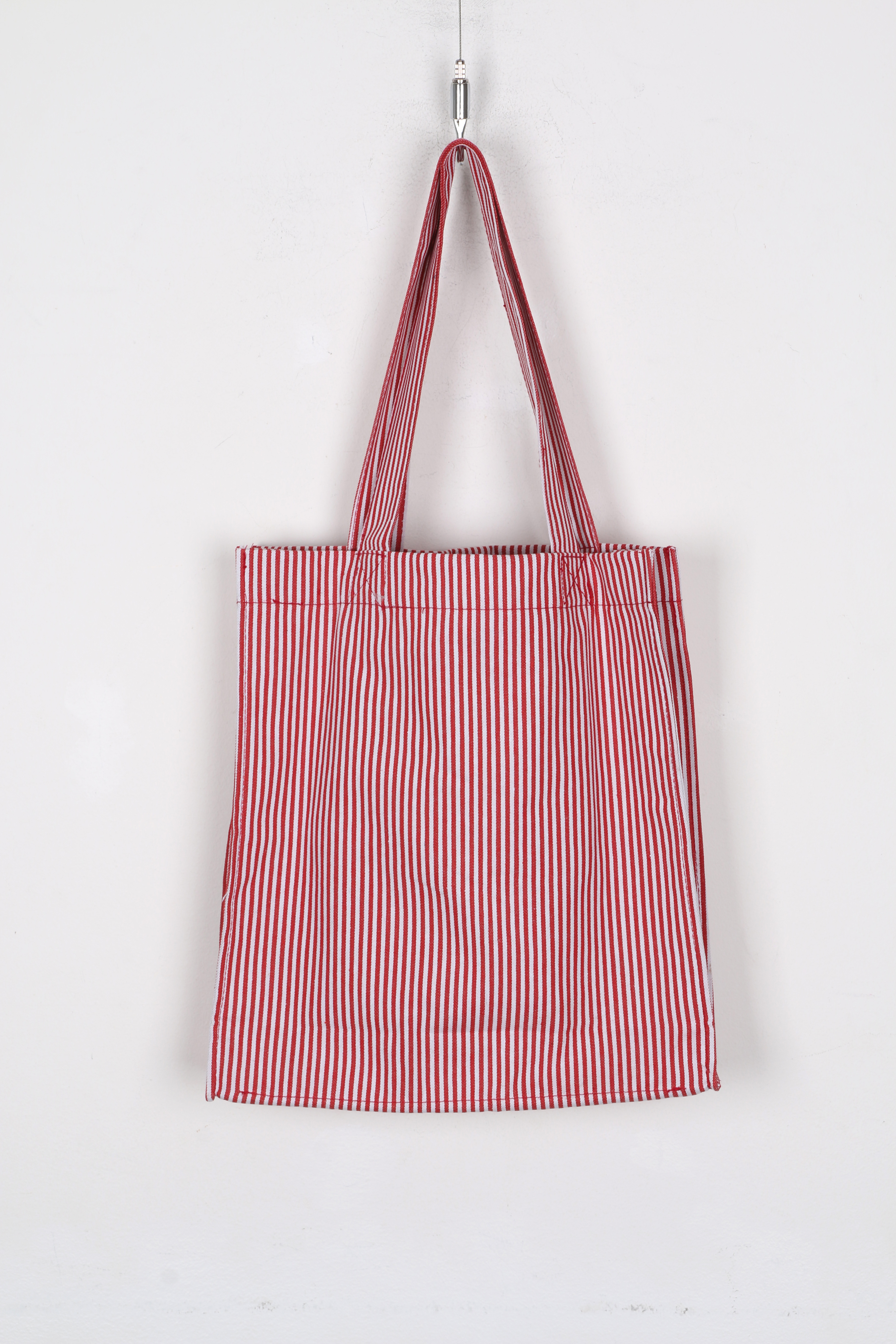 Striped Canvas Eco Bag Red, Navy Shoulder Bag, Tot