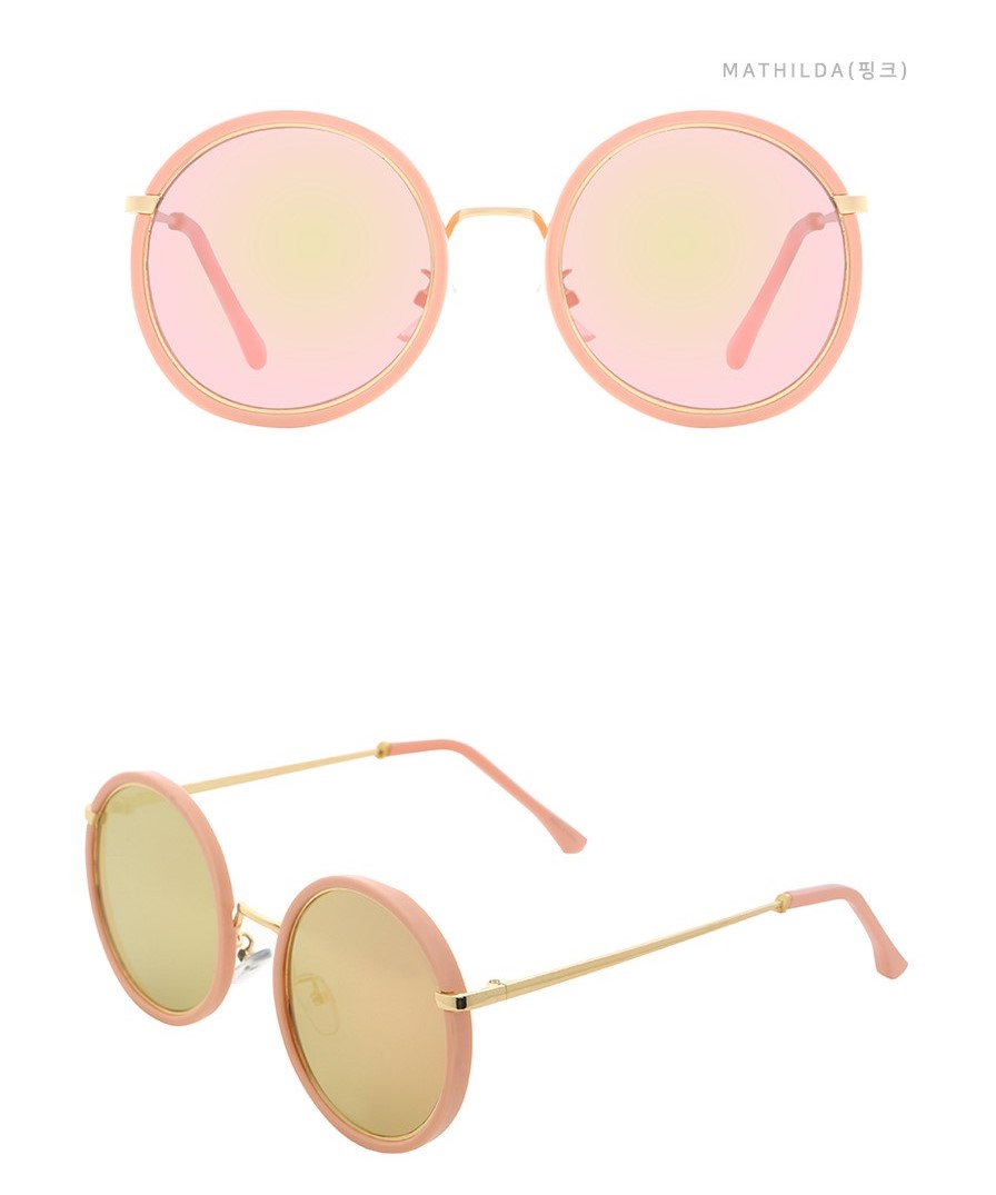 Pink Line Mirror Sunglasses Couple Round Women Gil