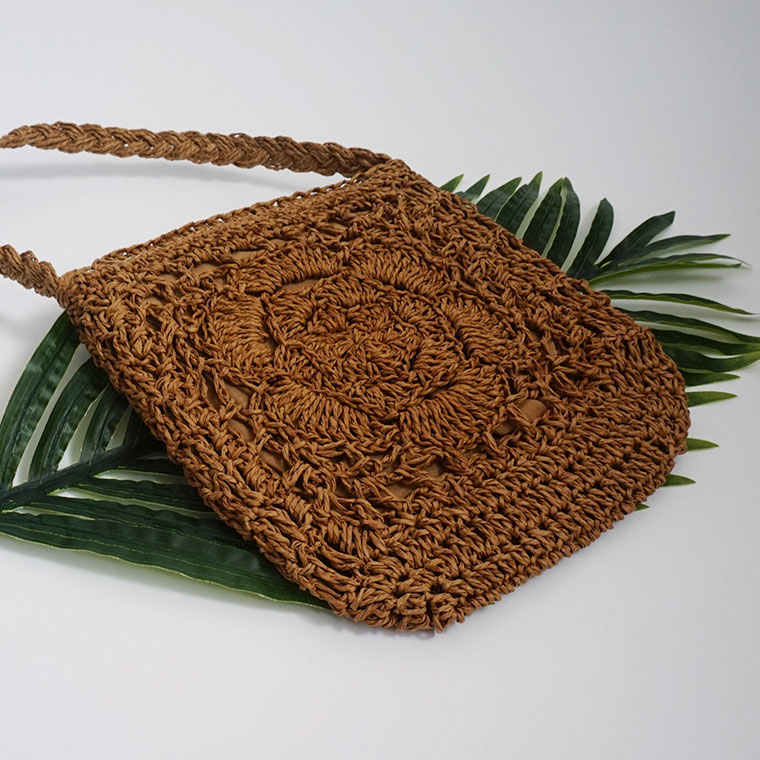 New Rose Knit Mini Cross Back Straw Bag Summer Res