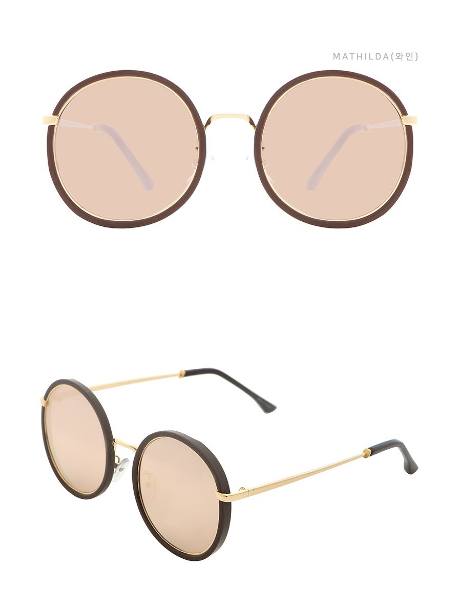 Pink Line Mirror Sunglasses Couple Round Women Gil