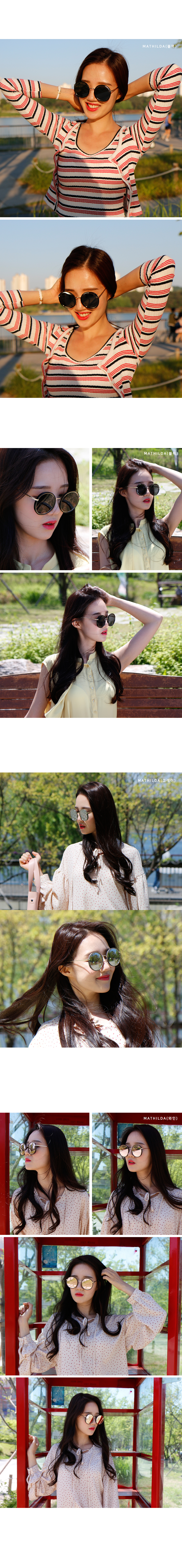 Pink Line Mirror Sunglasses Couple Round Women Gil