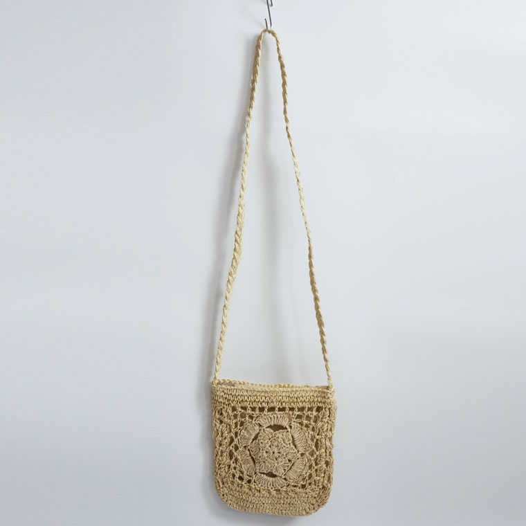 New Rose Knit Mini Cross Back Straw Bag Summer Res