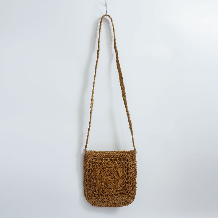 New Rose Knit Mini Cross Back Straw Bag Summer Res