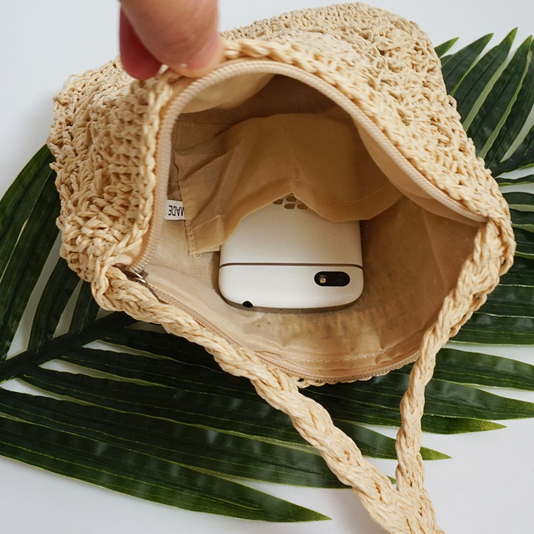 New Rose Knit Mini Cross Back Straw Bag Summer Res